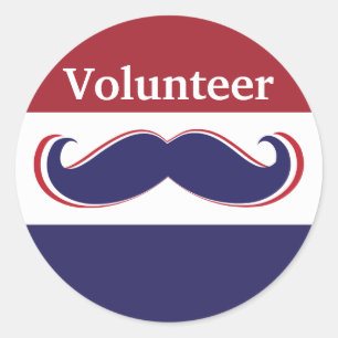 ontwerp voor rode, witte en blauwe snor ronde sticker