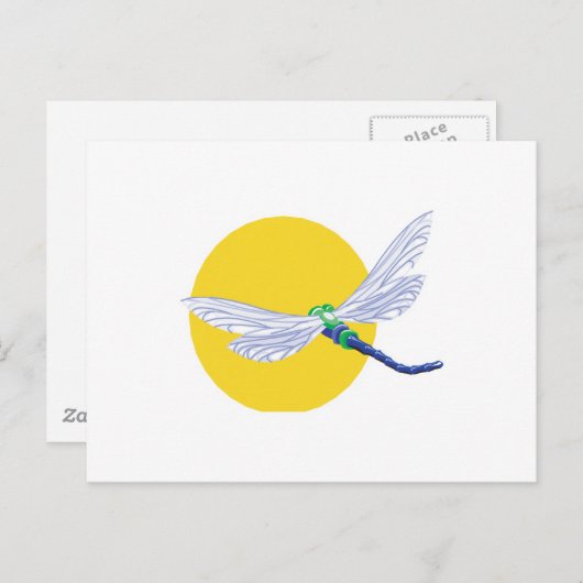 ontwerp voor zon en libellen briefkaart (Voorkant / Achterkant)