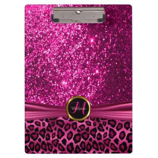 ontwerp voor zwart en helder roze glitter klembord (Voorkant)