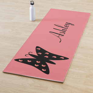 ontwerp voor zwart-roze vlinder, speciaal ontworp yogamat