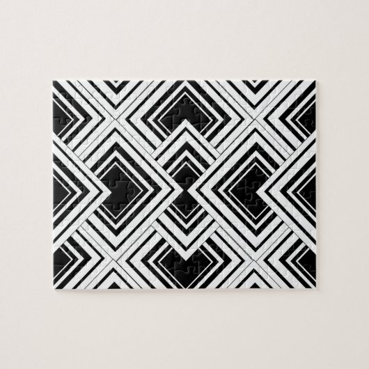 Ontwerp voor zwart-wit kunstdeco legpuzzel (Horizontaal)