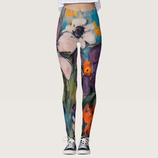 Ontwerp zomerbloemen leggings (Voorkant)