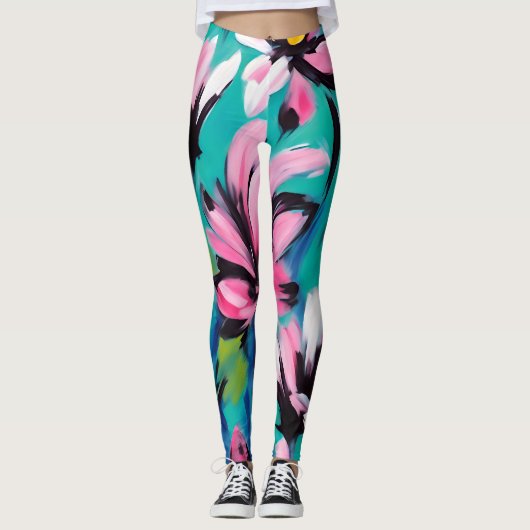 Ontwerp zomerbloemen leggings (Voorkant)