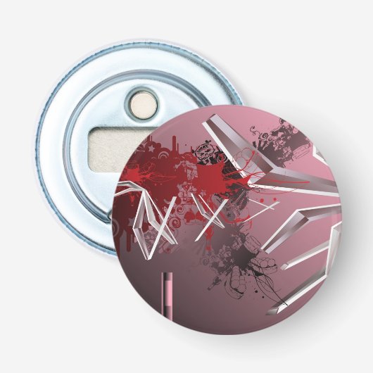 Ontwerpachtergrond Button Flesopener (Voorkant)