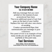 Ontwerpbrochure voor autohuur en Cartoon Taxi Serv Flyer (Achterkant)
