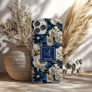Ontwerper Blauwe Bloemen Chic iPhone Hoesje Bloemr