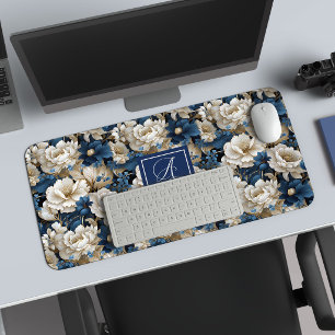 Ontwerper Blauwe Bloemen Persoonlijke Bureaumat