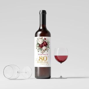 Ontwerper Blush Burgundy 80ste Verjaardag Wijnlabe Wijn Etiket