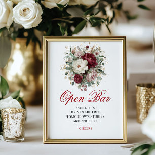 Ontwerper Blush Burgundy Open Bar Tafelkaart Poster