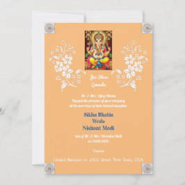 Ontwerper Ganesha Indian Wedding Invitation Kaart