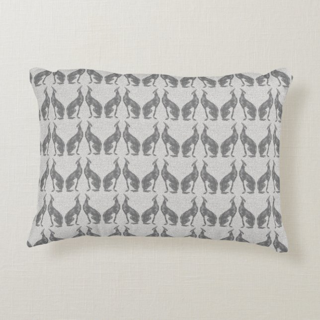 Ontwerper Greyhound Dog Decor in Grijs Accent Kussen (Achterkant)