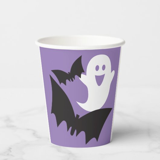 Ontwerper Halloween! Vleermuizen en geesten Papieren Bekers (Achterkant)