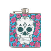 Ontwerper Hip Flask 7 Oz - Nutcase - Skull'N'Rozen Heupfles (Voorkant)