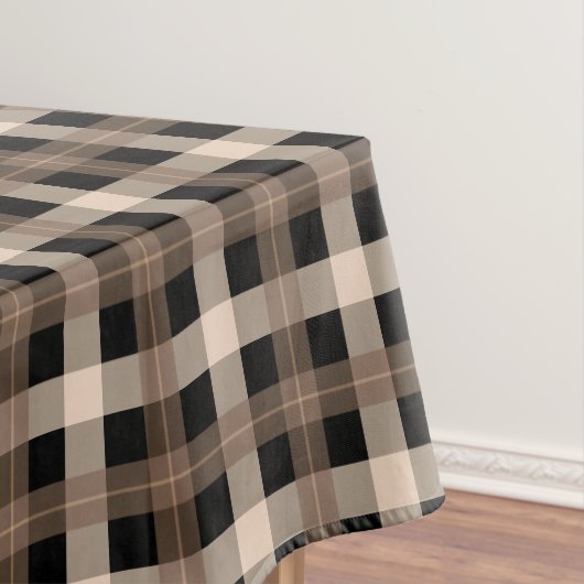 Ontwerper plaid / tartan patroon bruin en zwart tafelkleed (Voorbeeld)