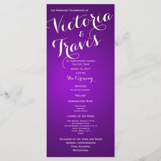 Ontwerper tekst Paarse bruiloft programma (Voorkant)