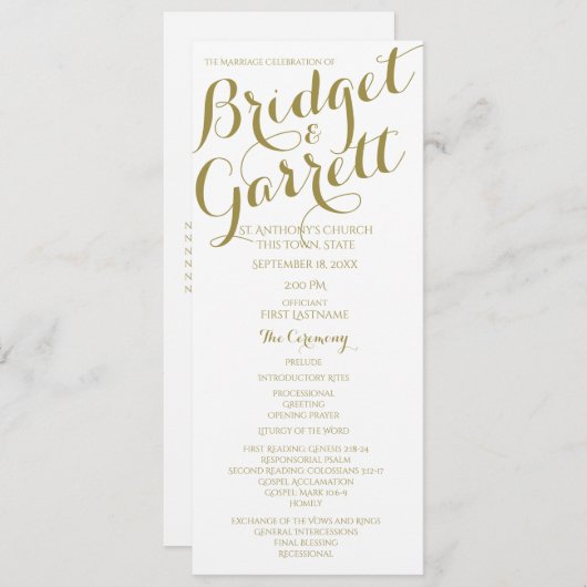 Ontwerper Tekst Trouwprogramma Gold Programma (Voorkant / Achterkant)