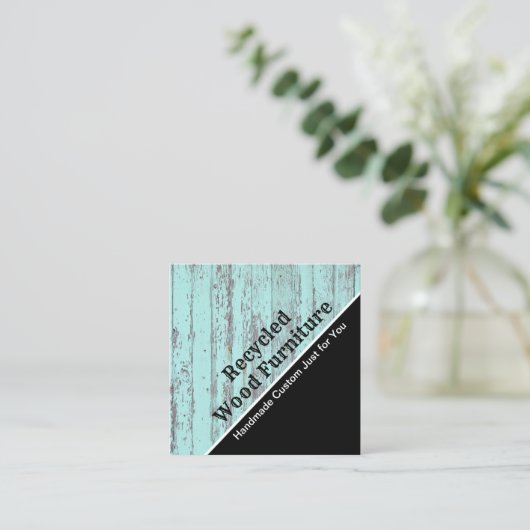 Ontwerper van aangepaste gerecycleerde houtsmeube Vierkante Visitekaartje (Staand voorkant)