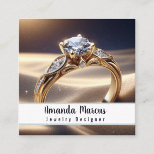 Ontwerper van diamanten ring sieraden juwelier vierkante visitekaartje