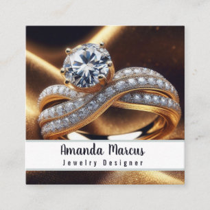 Ontwerper van diamanten ring sieraden juwelier vierkante visitekaartje