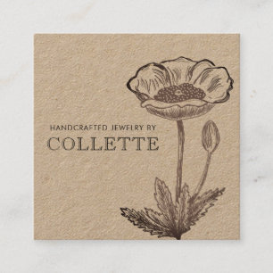 Ontwerper van handgemaakte Kraft-bloem-sieraden Vierkante Visitekaartje