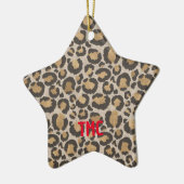 Ontwerper van leopard Print Red Initialen kerstkaa Keramisch Ornament (Links)