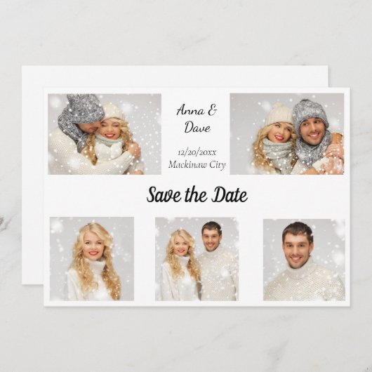 Ontwerper vijf foto slaat de datum op save the date (Voorkant / Achterkant)