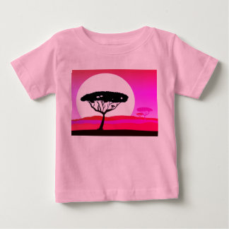 Ontwerpers t-shirt roze met Afrikaanse boom