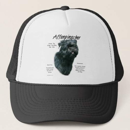Ontwerpgeschiedenis affenpinscher trucker pet (Voorkant)