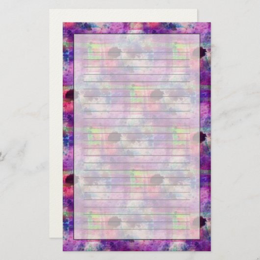 Ontwerpgroene, paarse waterverf briefpapier (Voorkant / Achterkant)