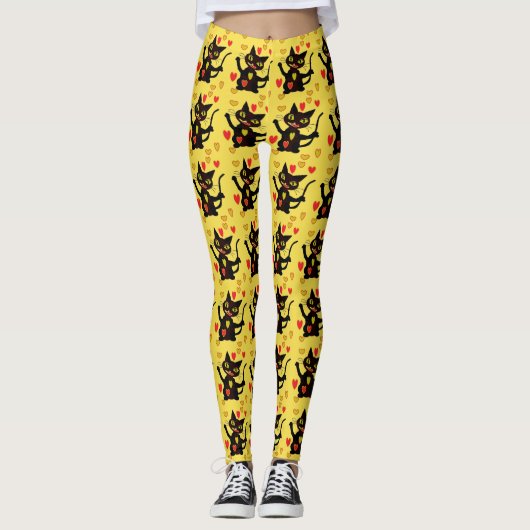 Ontwerpkatten en harten Leggings (Voorkant)