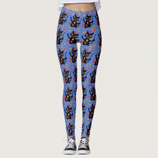 Ontwerpkatten en harten Leggings (Voorkant)