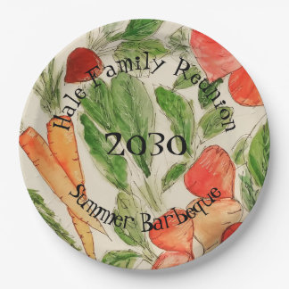 Ontwerpkunst voor waterverf op zomergroenten papieren bordje