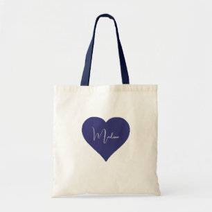 Ontwerpnaam aangepast donkerblauw hart Eenvoudig c Tote Bag