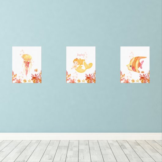 Ontwerpnaam: Coral Reef Dreams Muurkunst Sets (Houten vloer)