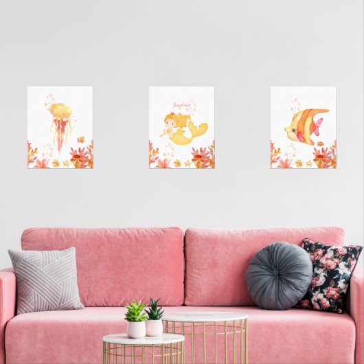 Ontwerpnaam: Coral Reef Dreams Muurkunst Sets (Woonkamer)