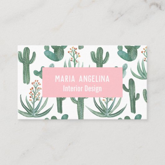 Ontwerpontwerp van woestijncactus en Waterverven Visitekaartje (Voorkant)
