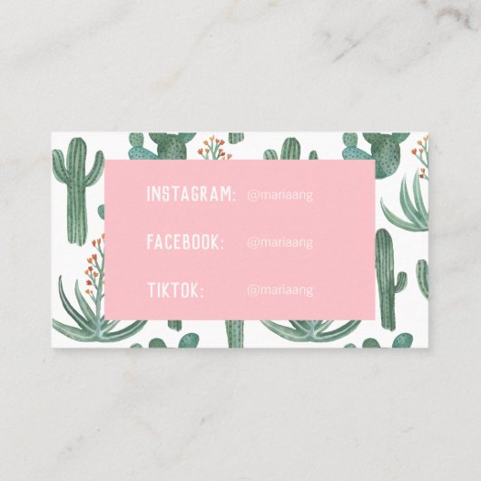 Ontwerpontwerp van woestijncactus en Waterverven Visitekaartje (Achterkant)