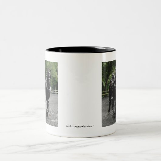 Ontwerppaarden in stap tweekleurige koffiemok (Center)