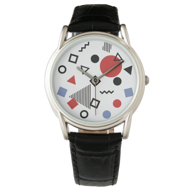 Ontwerppatroon Retro Memphis Horloge (Voorkant)