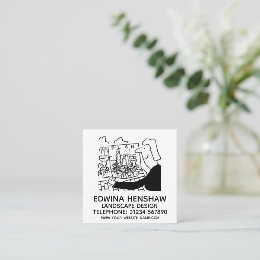 Ontwerppromotie tuin- en landschapsontwerp vierkante visitekaartje (Staand voorkant)