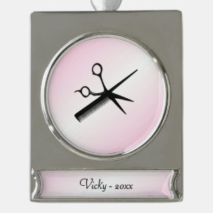 Ontwerproze Verzilverd Banner Ornament