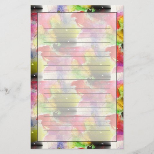 Ontwerpstructuur rode, gele waterverf briefpapier (Voorkant)