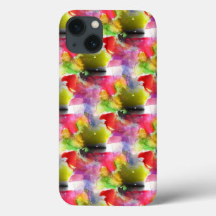 Ontwerpstructuur rode, gele waterverf iPhone 13 hoesje