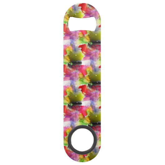 Ontwerpstructuur rode, gele waterverf speed flessenopener (Achterkant)