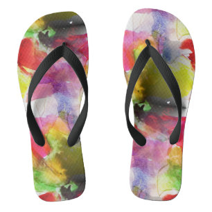 Ontwerpstructuur rode, gele waterverf teenslippers