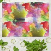 Ontwerpstructuur rode, gele waterverf theedoek (Gevouwen)