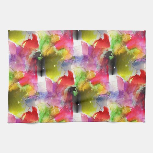 Ontwerpstructuur rode, gele waterverf theedoek (Horizontaal)