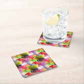 Ontwerpstructuur rode, gele waterverf vierkante kartonnen onderzetter (Insitu)