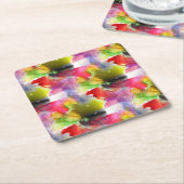 Ontwerpstructuur rode, gele waterverf vierkante kartonnen onderzetter (Schuin)