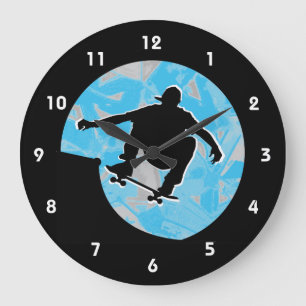 Ontwerpwandklok met skateboarden grote klok